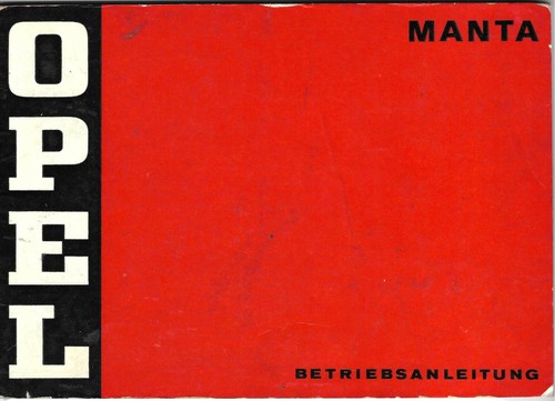 Opel manta manual - manual, 1970