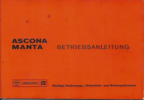 Opel ascona manta operating - ascona, b